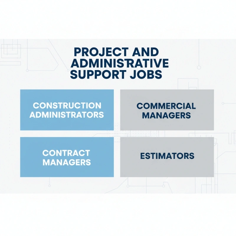 List of construction careers in project support: Contract Managers, Estimators, Commercial Managers, and Construction Administrators